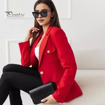 Женский пиджак с лацканами, длинными рукавами, карманами-клапанами, пиджак, однотонный, на одной пуговице, офисная женская верхняя одежда S белый