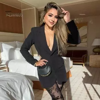 Женский пиджак с лацканами, длинными рукавами, на пуговицах, с открытой талией сзади, повседневная верхняя одежда на осень и зиму S чёрный