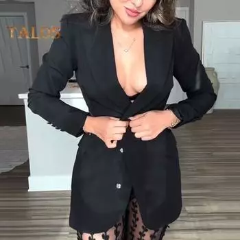 Женский пиджак с лацканами, длинными рукавами, на пуговицах, с открытой талией сзади, повседневная верхняя одежда на осень и зиму S вино красного