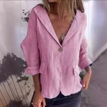 Женский пиджак с лацканами, V-образным вырезом, длинным рукавом, однотонный пиджак, весна-осень, однотонный клапан XL хаки