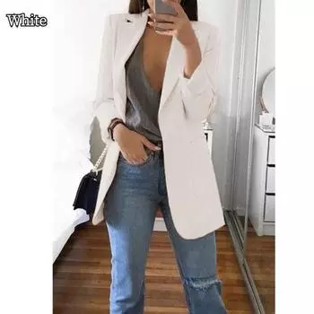 Женский пиджак с открытым передом и длинными рукавами, повседневный рабочий пиджак большого размера с карманами XXXXXL