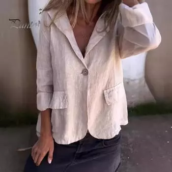 Женский пиджак с V-образным вырезом и лацканами, длинный рукав, однотонный пиджак, весна-осень, однотонный пиджак с клапанами, деловая верхняя одежда XL оранжевый