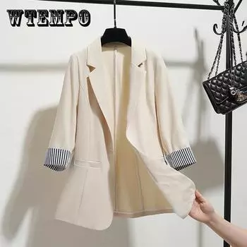 Женский пиджак, тонкая драпировка, тонкий срез, рукав три четверти, элегантный пиджак, женское свободное тонкое пальто, удобное и дышащее XXL