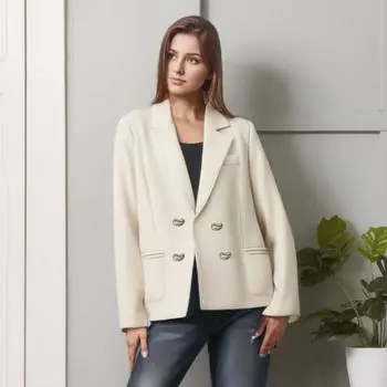 Женский пиджак Yousheng, однотонный, с лацканами, с длинным рукавом, свободный двубортный пиджак, базовая повседневная верхняя одежда для офиса, женское пальто M кофейный