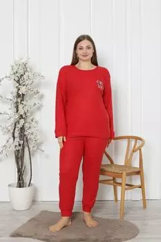 Женский пижамный комплект больших размеров, зимний пижамный комплект большого размера из хлопка