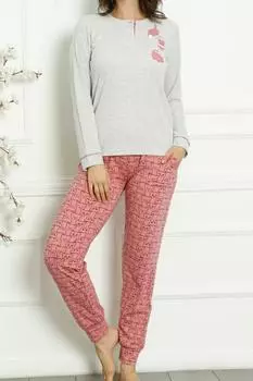 Женский пижамный комплект, бретелька из лайкры и хлопка с длинными рукавами и карманами