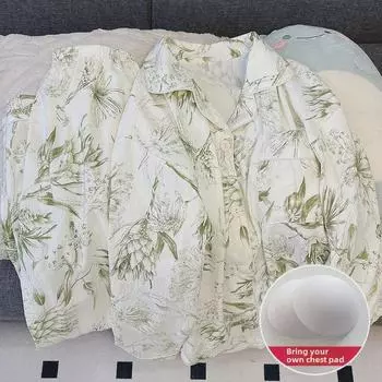 Женский пижамный комплект Cloud Cotton - кардиган с подкладкой на груди и длинными рукавами, идеальный вариант для весны и осени, милый и симпатичный дизайн. M