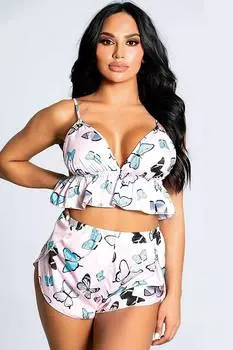 Женский пижамный комплект For Dreams с рисунком бабочки, темно-синий