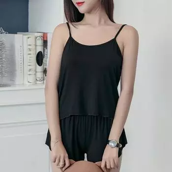 Женский пижамный комплект из 2 предметов, свободный топ на бретельках и шорты, летний повседневный комплект без рукавов для сна, домашняя одежда для спальни, домашний костюм S фиолетовый