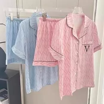 Женский пижамный комплект из атласного шелка, пижама с коротким рукавом, домашняя ночная одежда, пижамы для женщин XXL синий