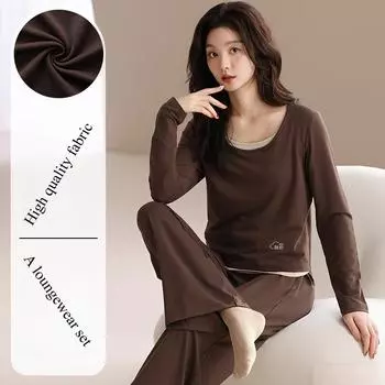 Женский пижамный комплект из двух частей, пижамы весна-осень с длинным рукавом, ночные костюмы для женщин, ночная одежда XS
