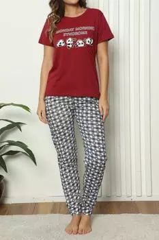 Женский пижамный комплект из хлопка с короткими рукавами
