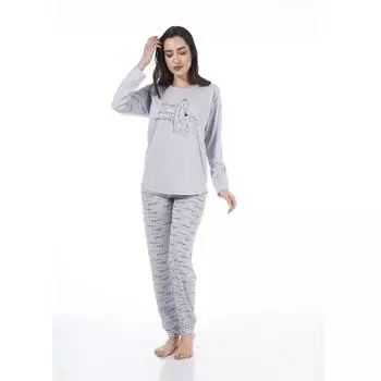 Женский пижамный комплект из вискозы с длинными рукавами и узором Estiva