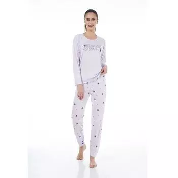 Женский пижамный комплект из вискозы с длинными рукавами и узором Estiva
