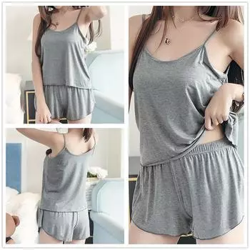 Женский пижамный комплект, мешковатые однотонные ночные рубашки без рукавов, спальные костюмы на бретельках, топ на бретельках, шорты, одежда для отдыха M королевский синий