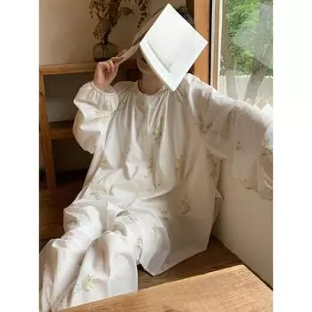 Женский пижамный комплект, одежда для сна, женский повседневный однобортный с длинными рукавами-фонариками, брюки для дома с цветочным принтом, большой размер M