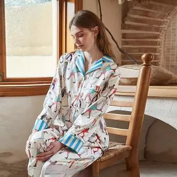 Женский пижамный комплект, осенне-зимние плюшевые брюки с длинными рукавами, отложной воротник, мягкая домашняя одежда M