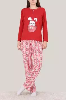Женский пижамный комплект с длинными рукавами