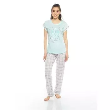 Женский пижамный комплект с коротким рукавом и клетчатым рисунком Estiva