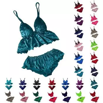 Женский пижамный комплект с v-образным вырезом, бархатные сексуальные однотонные пижамные шорты, комплект из двух предметов L циан