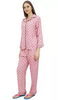 Женский пижамный костюм Bimba, комплект из 2 предметов, длинное розовое ночное белье с принтом, полный рукав 10 детские розовый