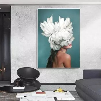 Женский плакат с перьями, напечатанный на холсте, стена гостиной, украшение дома в стиле поп-арт 21cm30cm NoFrame