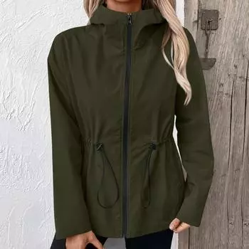Женский плащ с капюшоном, походный костюм для занятий спортом на открытом воздухе, ветрозащитная куртка, водонепроницаемая куртка, топ L армия зеленый