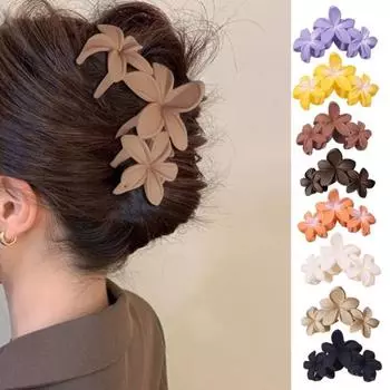Женский пластиковый коготь для волос в форме цветка ярких цветов, заколка для волос, противоскользящий дизайн, прочный захват, коготь для волос, заколка для волос на затылке, головные уборы белый