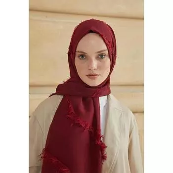 Женский платок Fulya с кисточками, темно-бордовый, красный