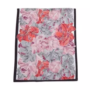 Женский платок из твила с цветочным принтом черный/бордовый