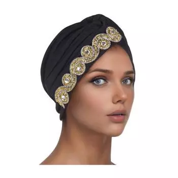 Женский платок на голову Эластичный обхват головы Дизайн с перекручиванием Шляпа-тюрбан с украшением стразами Аксессуары для волос