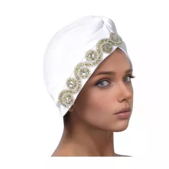 Женский платок на голову Эластичный обхват головы Дизайн с перекручиванием Шляпа-тюрбан с украшением стразами Аксессуары для волос