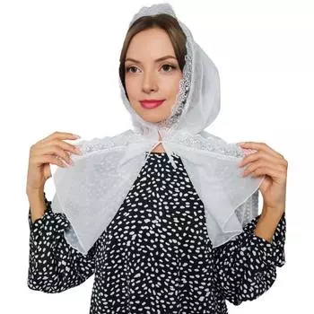 Женский платок на голову вышивка кружево вставка нисходящая форма носовой платок однотонный тонкий женский головной убор M белый