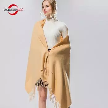 Женский платок, шарф из 100% шерсти, СОВРЕМЕННЫЕ НОВЫЕ вязаные шерстяные шарфы SAGA, шерстяные шали, осень-зима, толстый теплый женский вязаный шарф One Size красный