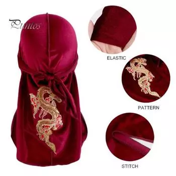 Женский платок в китайском стиле с вышивкой дракона на шнуровке, регулируемый, золотистый бархатный, ветрозащитный, однотонный, пиратский платок, шарф с символом дворянства темно-синий