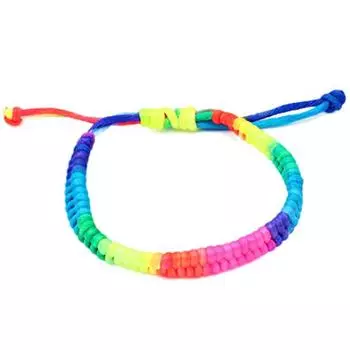 Женский плетеный браслет с радужной флуоресцентной краской для ночного клуба