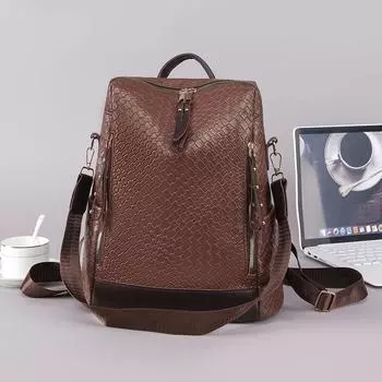 Женский плетеный мягкий кожаный рюкзак большой вместимости контрастного цвета многоцелевой дорожный рюкзак белый