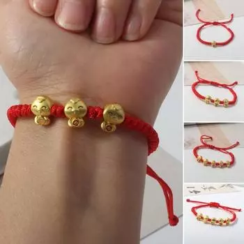 Женский плетеный мультяшный кулон в виде змеи, регулируемый, плетеный вручную, браслет в честь года змеи, подарок на Новый год C