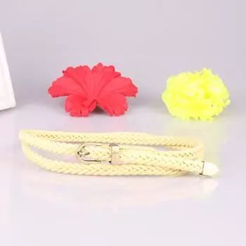 Женский плетеный ремень с пряжкой-булавкой — универсальный, тонкий, в виде декоративной веревки 105 cm