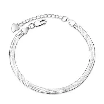 Женский плоский браслет-змея Браслет из змеиной кости Женские украшения для рук Короткий браслет с серебряным покрытием