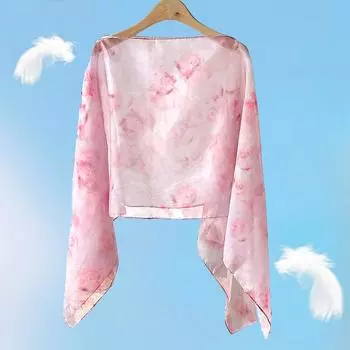 Женский пляжный пуловер, шаль, шифоновый шарф, цветочный принт, УФ-защита, пончо, солнцезащитный крем, тонкое лето