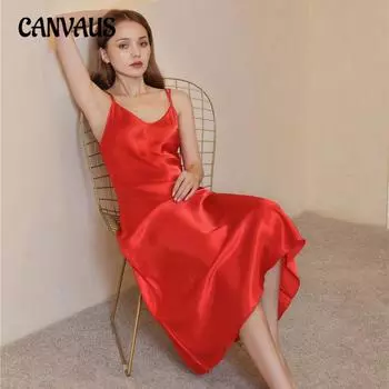 Женский плюс размер XXL длинный тонкий сексуальный большой V-образный вырез халтер можно носить поверх тонкой части атласных ночных рубашек XXL белый