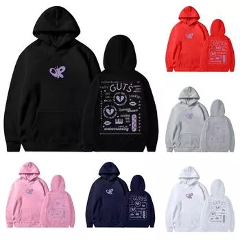 Женский плюшевый свободный пуловер с длинными рукавами, буквенным принтом и толстовкой из веревки XXL чёрный