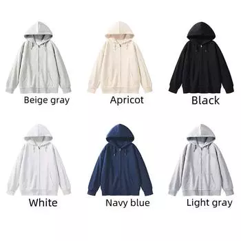 Женский плюшевый толстый кардиган: Куртка большого размера с капюшоном на молнии и карманами для осени и зимы M