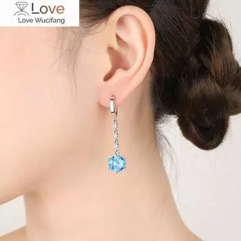 Женский подарок длинные настоящие серебряные серьги-подвески 925 пробы для девушки синие белые хрустальные подвески ювелирные изделия модные Fql21485 4.6*1cm белый