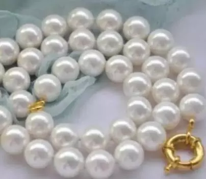 Женский подарок, слово, ювелирные изделия, красивое ожерелье из натурального круглого белого южноморского жемчуга диаметром 10-11 мм
