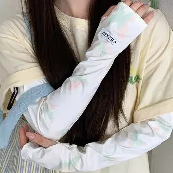 Женский полиэстер с защитой от солнца, градиентный узор в виде бабочки, регулируемый рукав, летние модные аксессуары зелёный