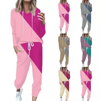 Женский полосатый спортивный костюм из 2 предметов, удобная толстовка с капюшоном, спортивные штаны для занятий йогой и тренировкой L бежевый