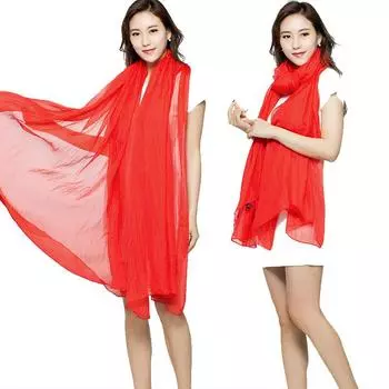 Женский полупрозрачный шарф из шифона Wild 170*70 см, однотонная шелковая шаль с имитацией солнцезащитного крема 170*70