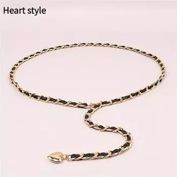 Женский пояс-цепочка с подвеской в виде бусины-сердечка, модный поясной корсет, металлический аксессуар для платья, юбки, в стиле ретро, застежка-лобстер 110cm